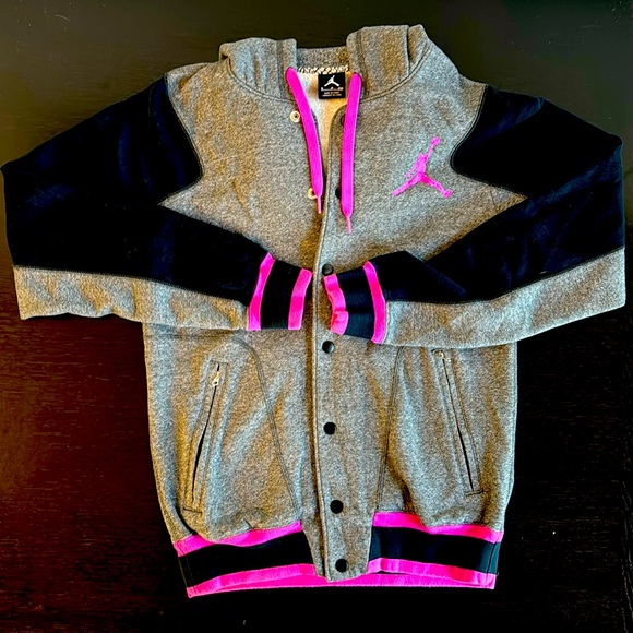 AIR JORDAN snap front fleece hoodie, size small - Picture 1 of 4